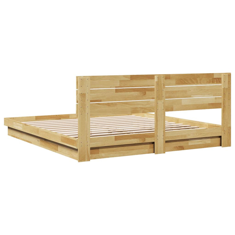 vidaXL Bed Frame with Headboard without Mattress 180x200 cm Solid Wood Oak
