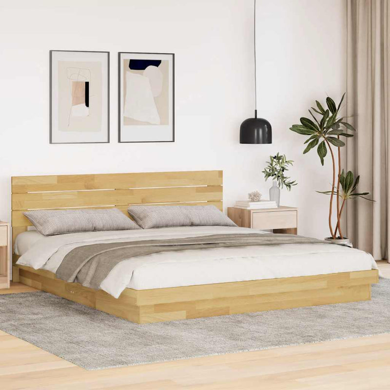 vidaXL Bed Frame with Headboard without Mattress 180x200 cm Solid Wood Oak