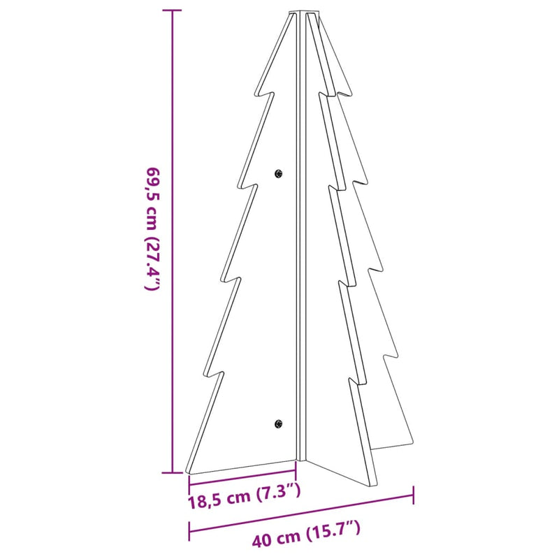 vidaXL Wooden Christmas Tree for Decoration 69.5 cm Solid Wood Pine