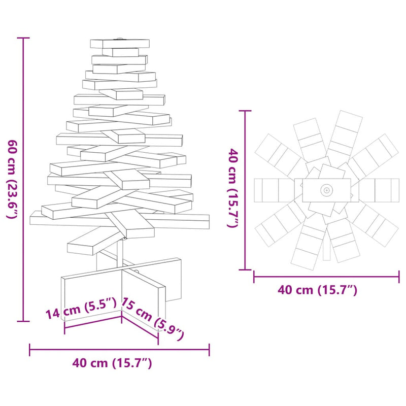 vidaXL Wooden Christmas Tree for Decoration 60 cm Solid Wood Pine