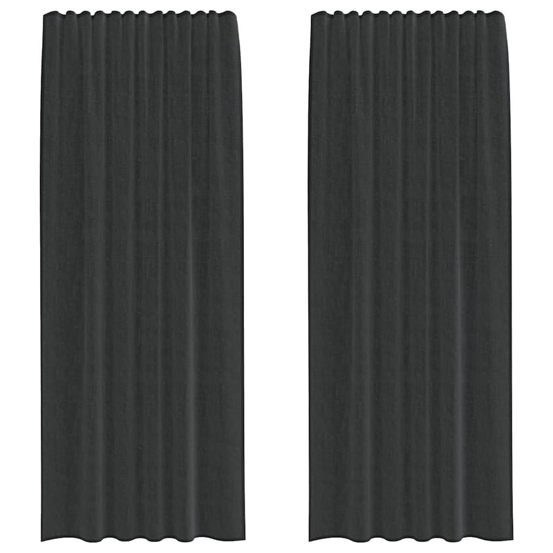 vidaXL Voile Curtains with Rod Pockets 2 pcs Black
