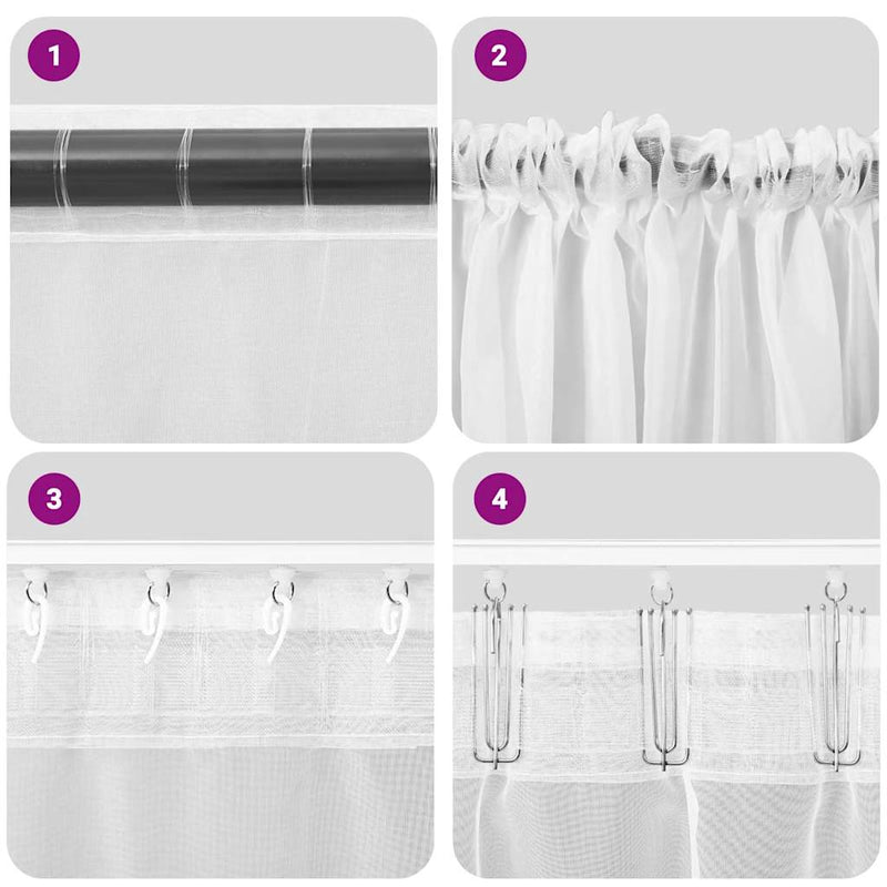 vidaXL Voile Curtains with Rod Pockets 2 pcs White