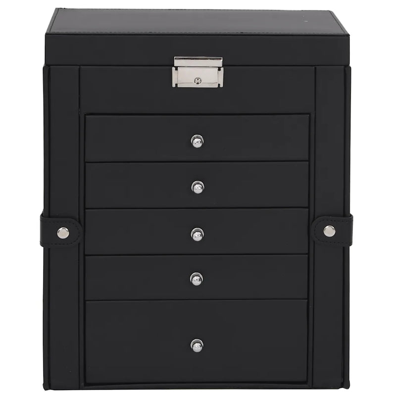 Jewellery Box 6-Layer with Mirror Lockable Black