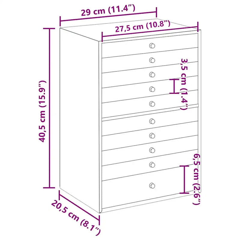 Jewellery Box 10-Layer with Watch Holders White 29x20.5x40.5 cm
