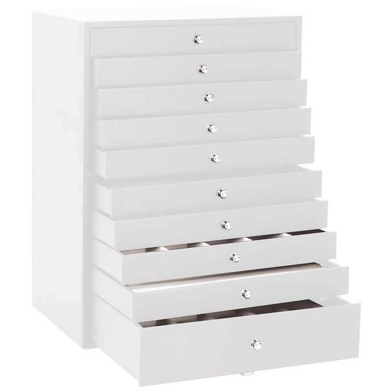 Jewellery Box 10-Layer with Watch Holders White 29x20.5x40.5 cm