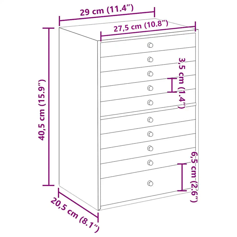 Jewellery Box 10-Layer with Watch Holders Black 29x20.5x40.5 cm