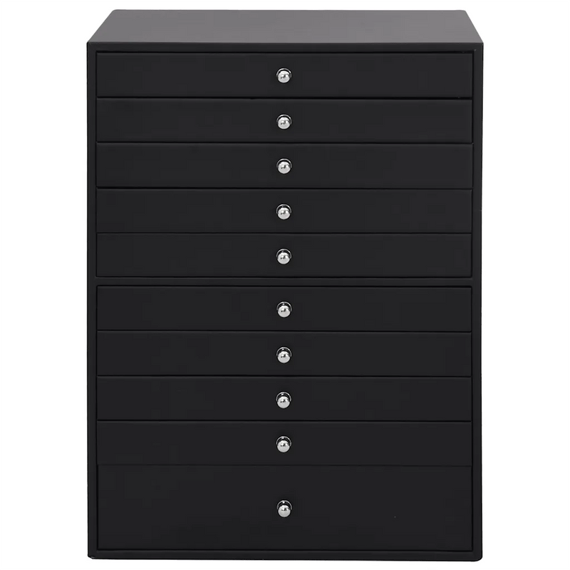 Jewellery Box 10-Layer with Watch Holders Black 29x20.5x40.5 cm