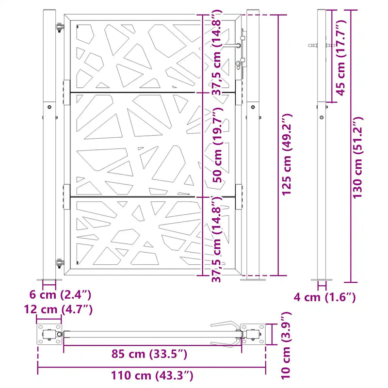 Garden Gate Black 100x125 cm Steel Light Design