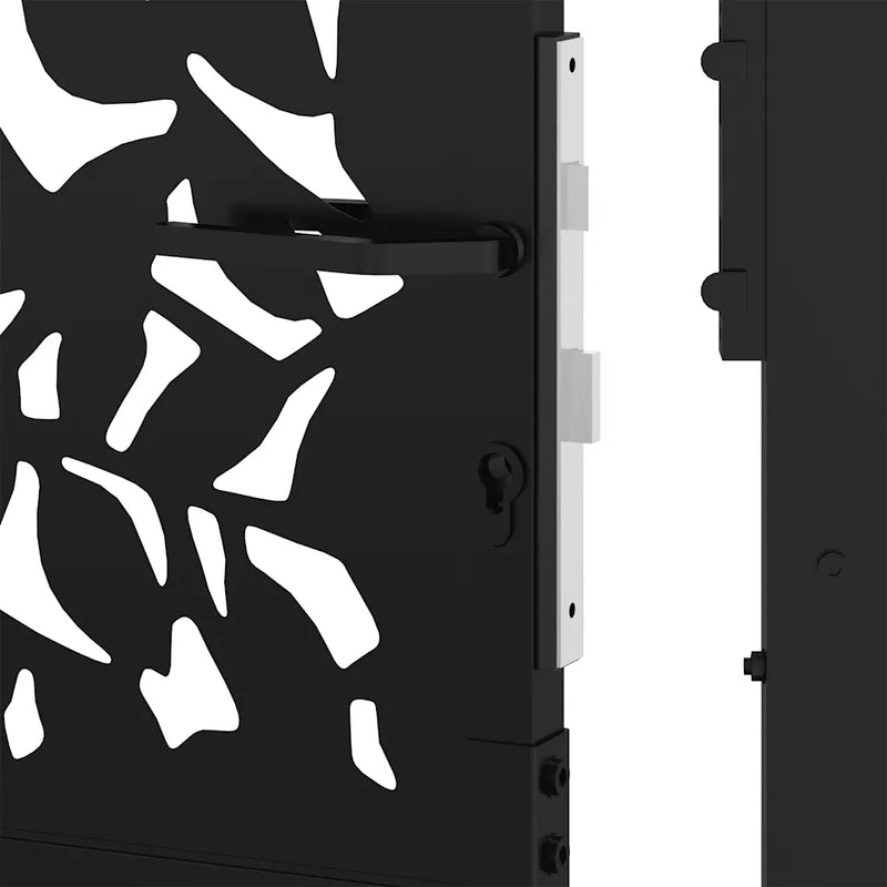 Garden Gate Black 100x100 cm Steel Leaf Design