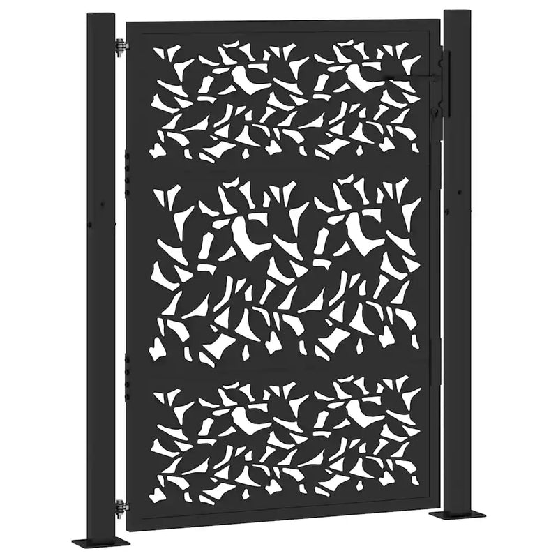 Garden Gate Black 100x125 cm Steel Leaf Design
