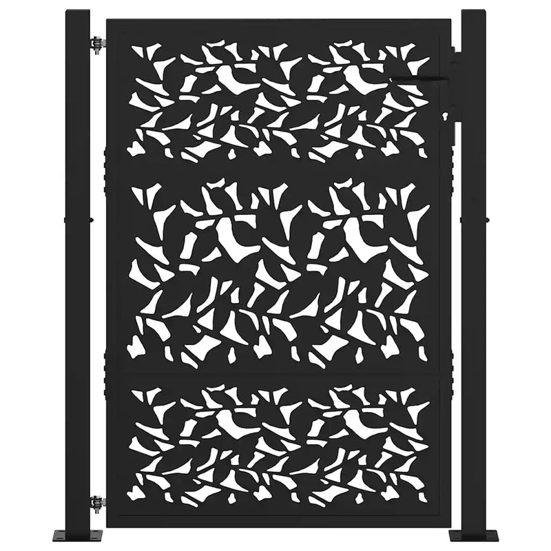 Garden Gate Black 100x125 cm Steel Leaf Design
