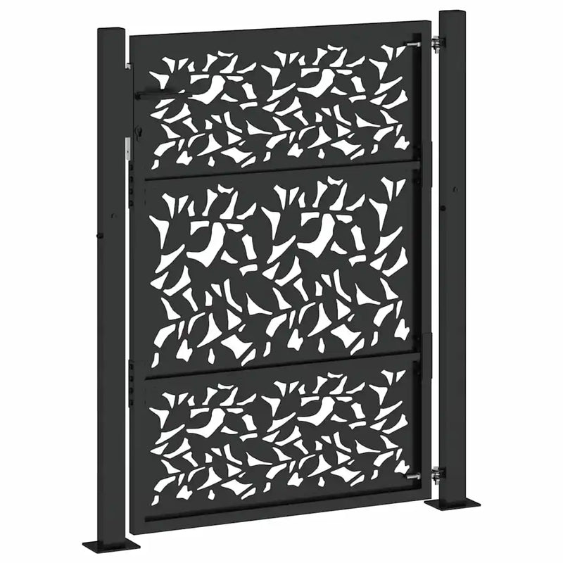 Garden Gate Black 100x125 cm Steel Leaf Design