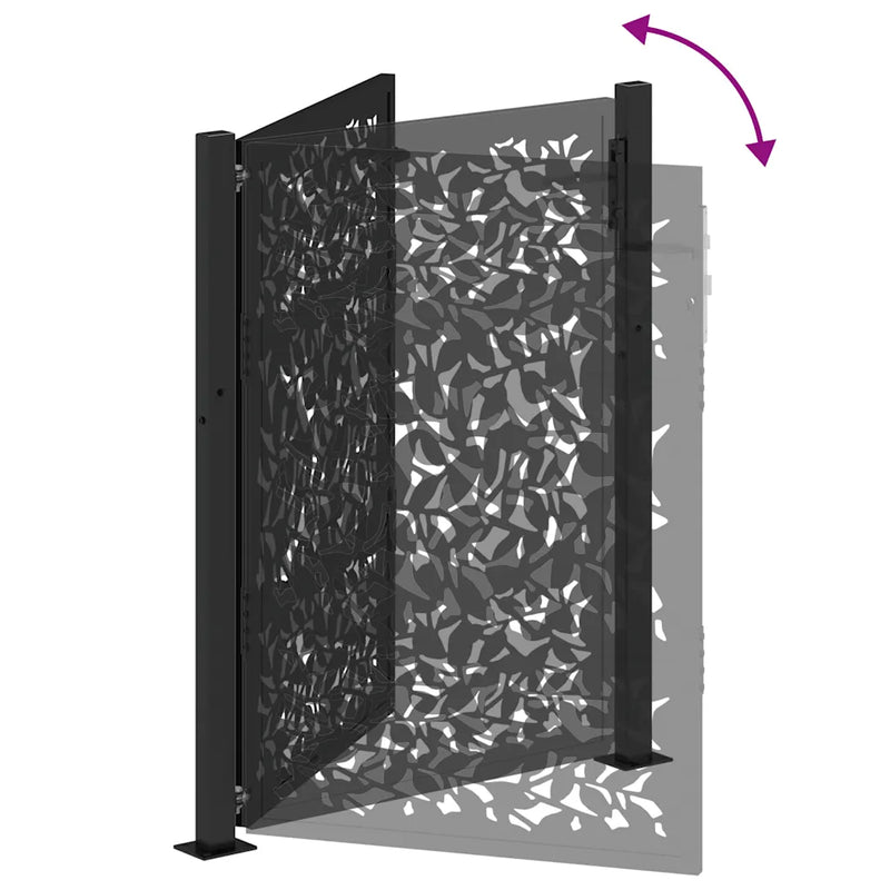 Garden Gate Black 100x125 cm Steel Leaf Design