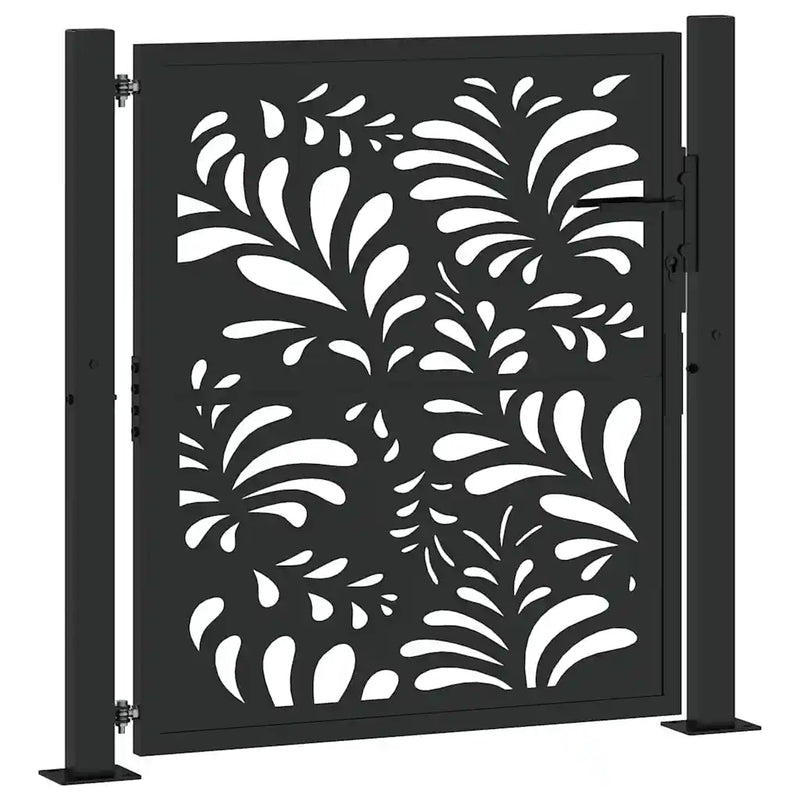 Garden Gate Black 100x100 cm Steel Wave Design