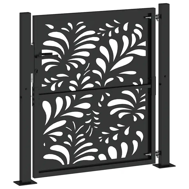 Garden Gate Black 100x100 cm Steel Wave Design