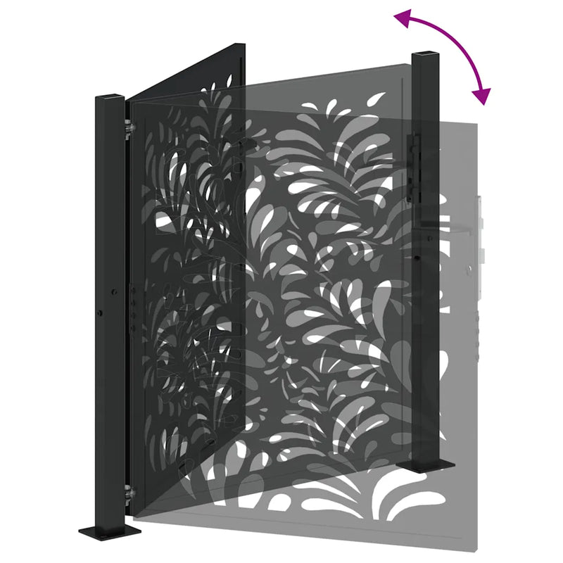 Garden Gate Black 100x100 cm Steel Wave Design