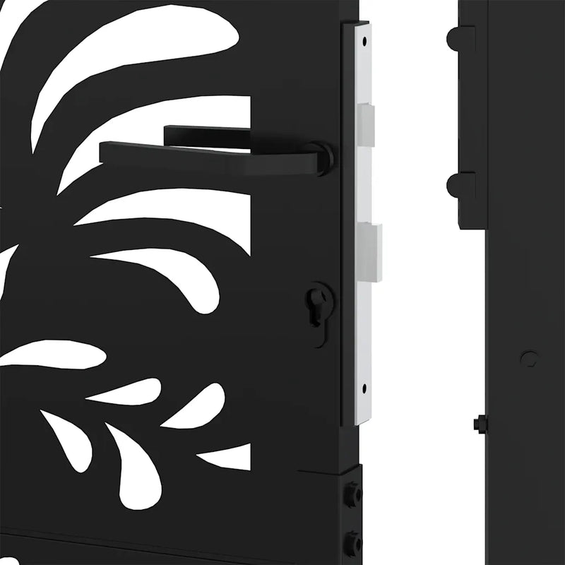 Garden Gate Black 100x100 cm Steel Wave Design