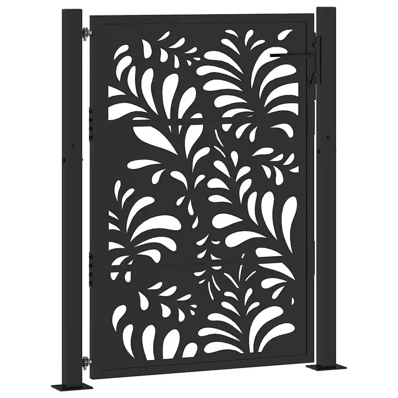 Garden Gate Black 100x125 cm Steel Wave Design