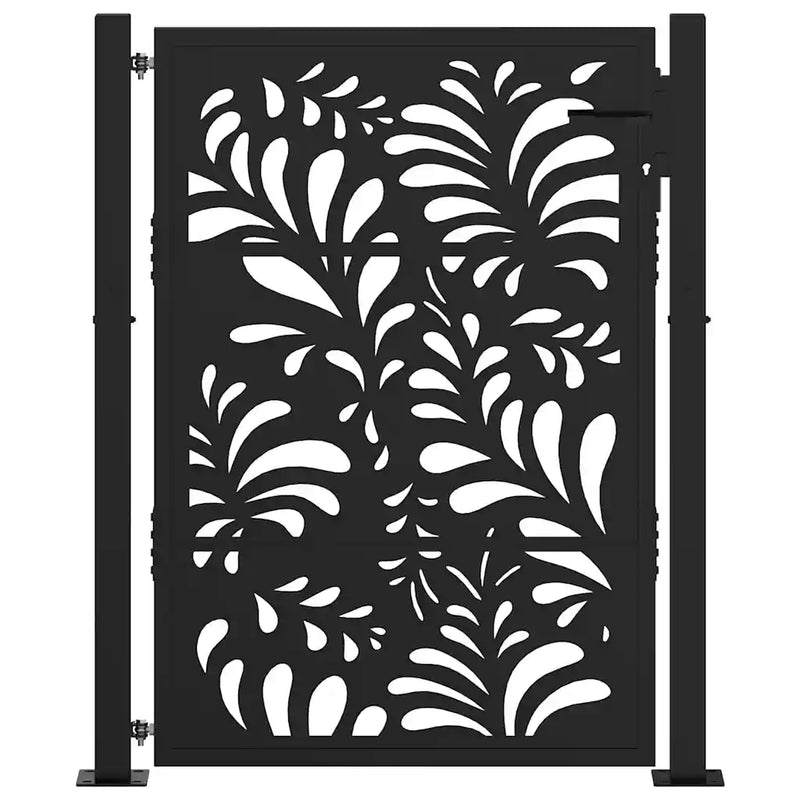 Garden Gate Black 100x125 cm Steel Wave Design