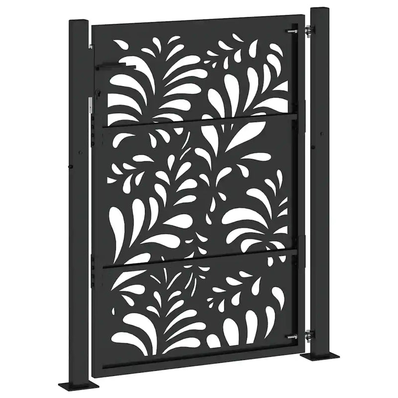 Garden Gate Black 100x125 cm Steel Wave Design