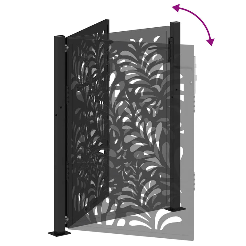 Garden Gate Black 100x125 cm Steel Wave Design