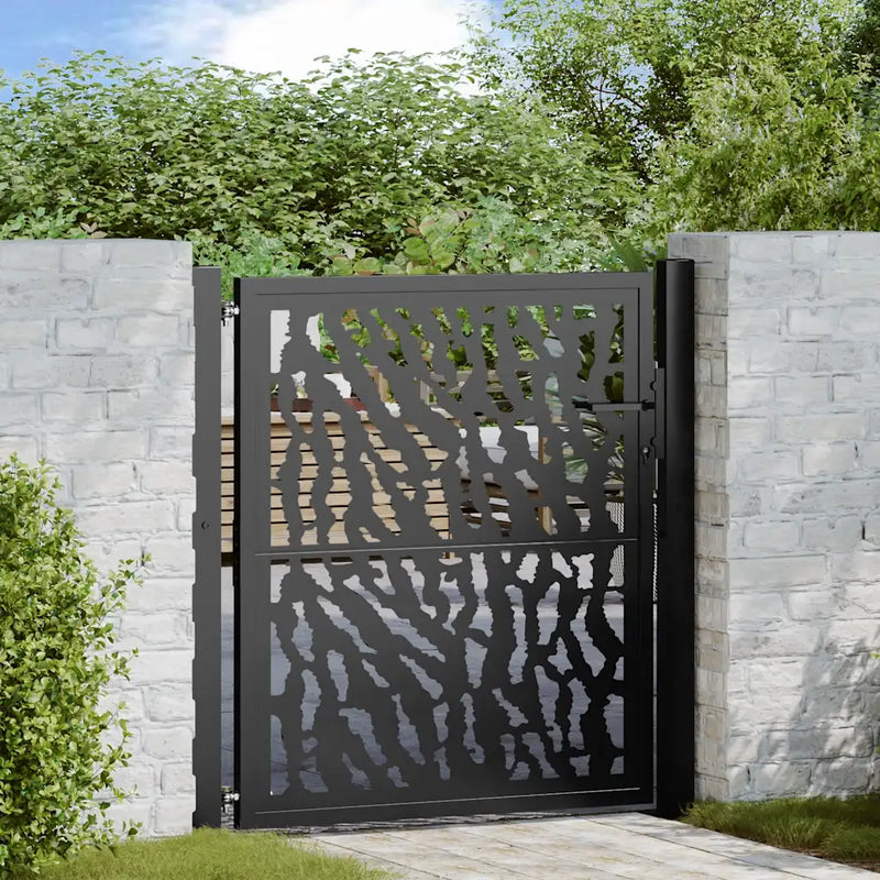 Garden Gate Black 100x100 cm Steel Trace Design