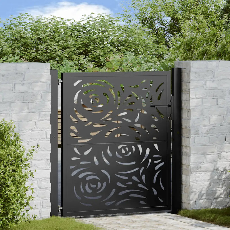 Garden Gate Black 100x100 cm Steel Flame Design