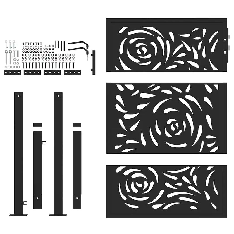 Garden Gate Black 100x125 cm Steel Flame Design