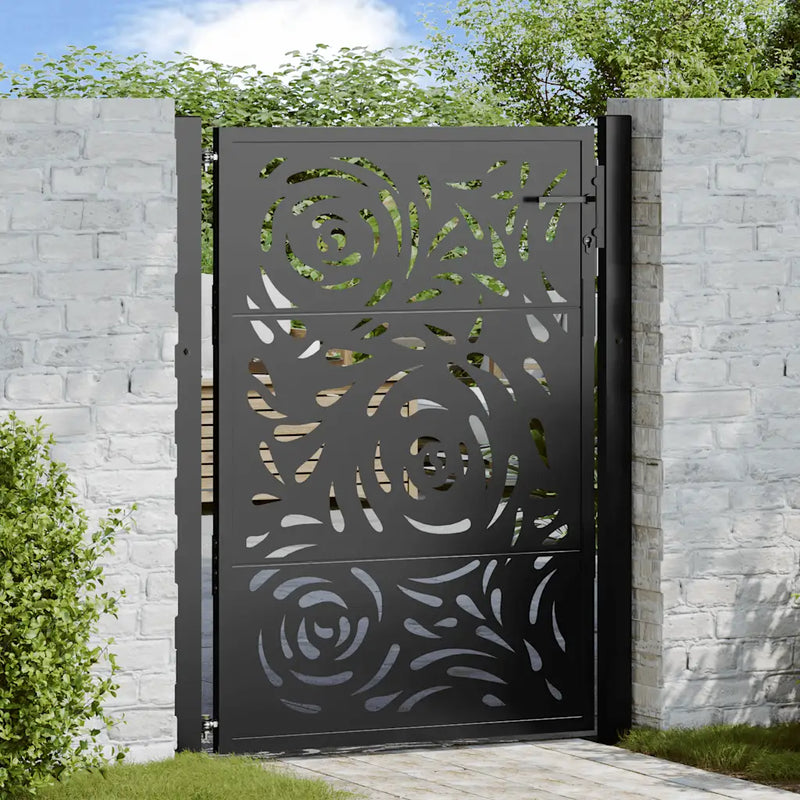 Garden Gate Black 100x125 cm Steel Flame Design