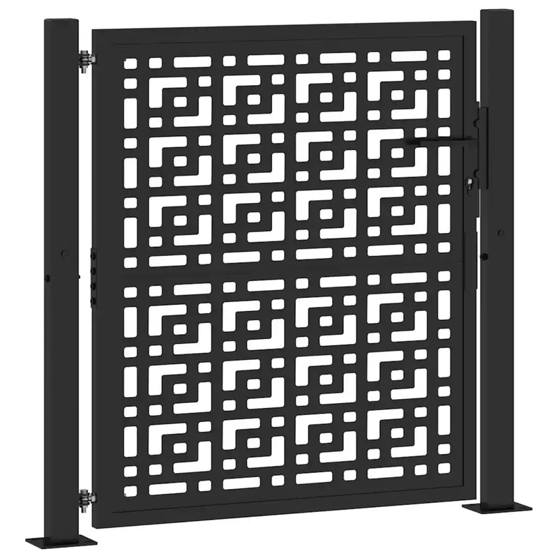 Garden Gate Black 100x100 cm Steel Cross Design