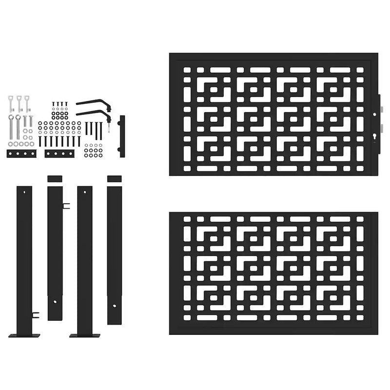 Garden Gate Black 100x100 cm Steel Cross Design