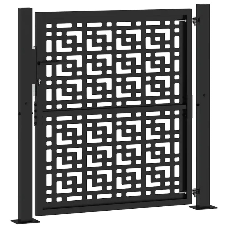 Garden Gate Black 100x100 cm Steel Cross Design