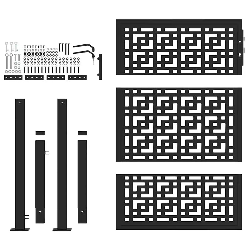 Garden Gate Black 100x125 cm Steel Cross Design
