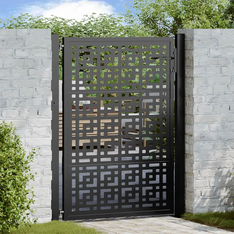Garden Gate Black 100x125 cm Steel Cross Design