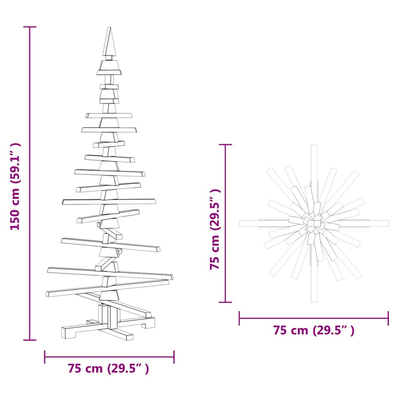 vidaXL Wooden Christmas Tree for Decoration 150 cm Solid Wood Pine