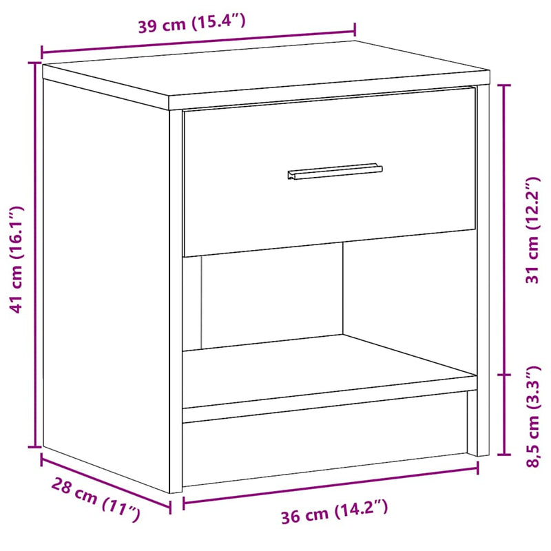 Bedside Cabinets 2 pcs with Drawer White 39x28x41 cm
