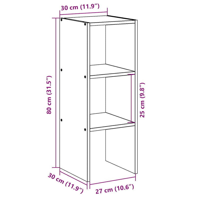 vidaXL Bookcase Stackable White 30x30x80 cm Engineered Wood