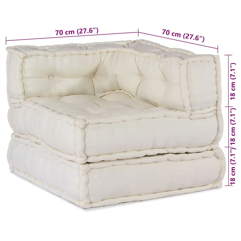 vidaXL Modular Pouffe Cream 70x70x54 Fabric