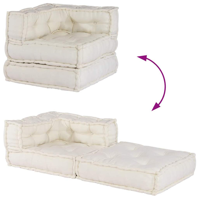 vidaXL Modular Pouffe Cream 70x70x54 Fabric