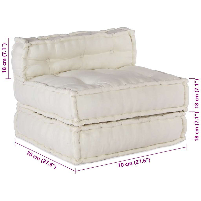 vidaXL Modular Pouffe Cream 70x70x54 Fabric