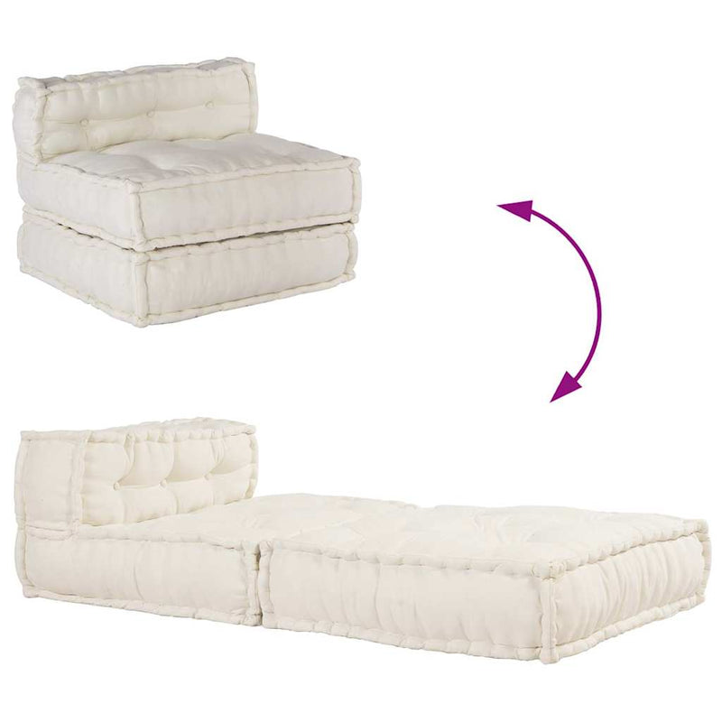 vidaXL Modular Pouffe Cream 70x70x54 Fabric