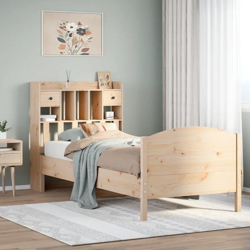 Bookcase Bed without Mattress 90x190cm Solid Wood Pine
