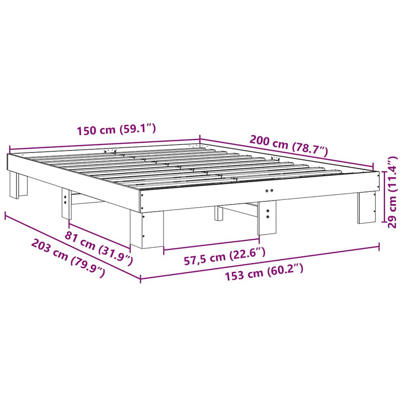 vidaXL Bed Frame without Mattress 150x200 cm Solid Wood Oak