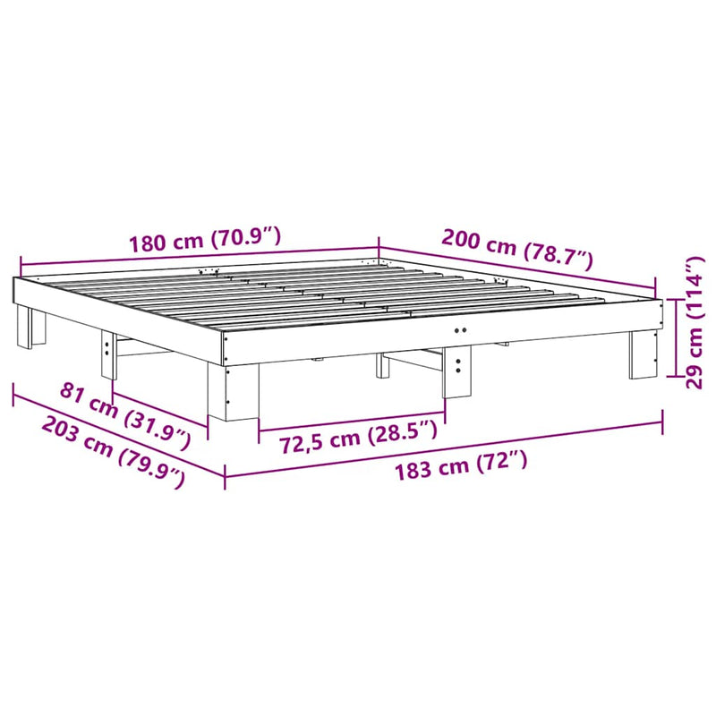vidaXL Bed Frame without Mattress 180x200 cm Solid Wood Oak