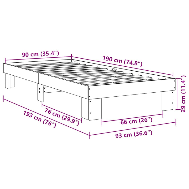 vidaXL Bed Frame without Mattress 90x190 cm Solid Wood Oak