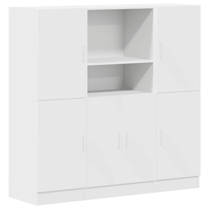 3 Piece Kitchen Cabinet Set White Engineered Wood