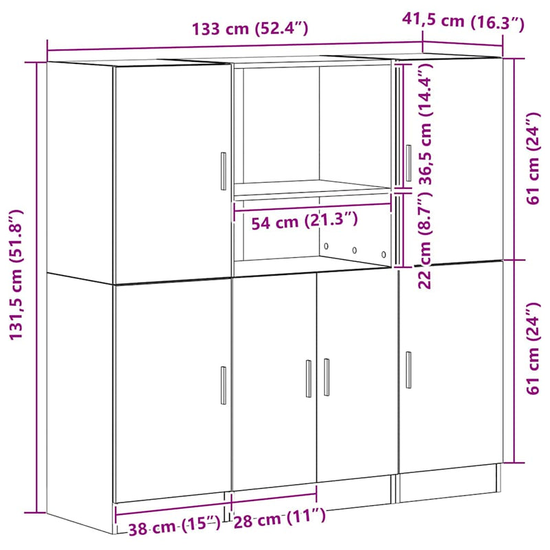 3 Piece Kitchen Cabinet Set White Engineered Wood