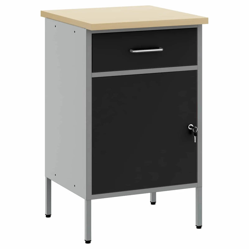 Work Bench with Drawer with Lock Black and Grey 50 x 55 x 85 cm