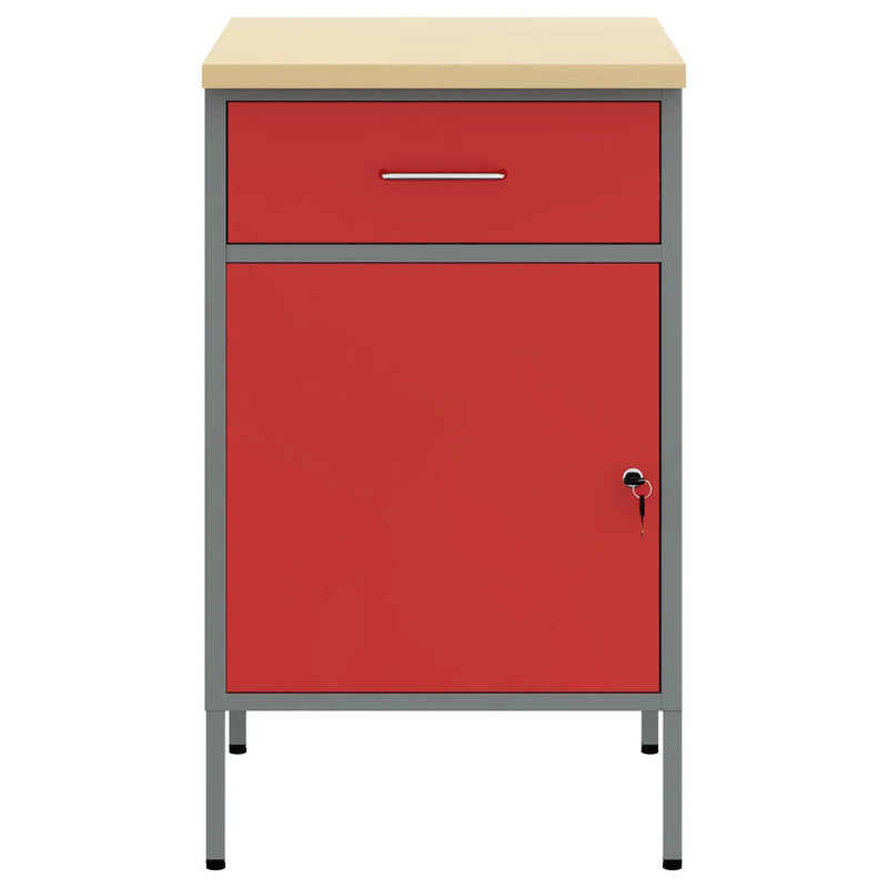 Work Bench with Drawer with Lock Red and Grey 50 x 55 x 85 cm