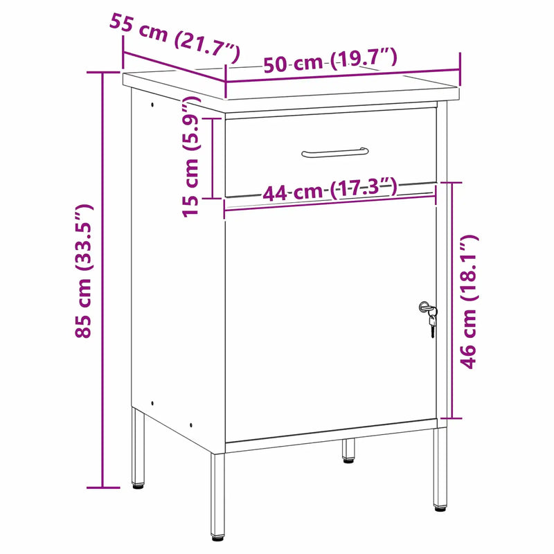 Work Bench with Drawer with Lock Red and Grey 50 x 55 x 85 cm